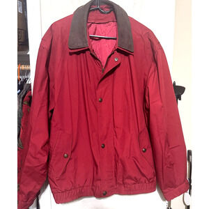 VTG 90s London Fog Golf Jacket flannel lined Harrington Mens XLT leather collar